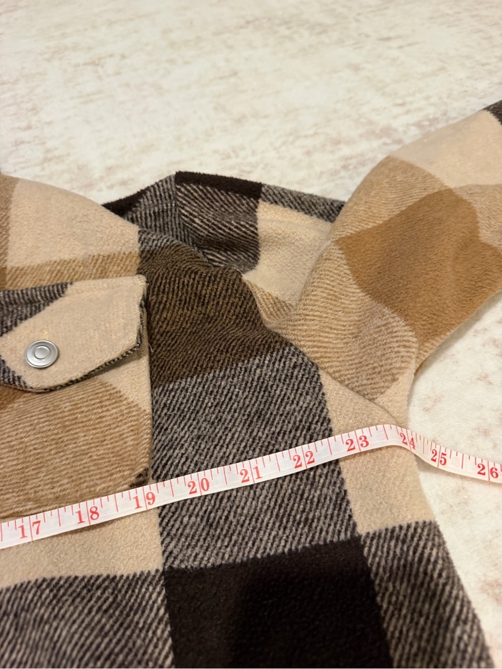 Brown Beige Plaid Oversized Shacket Women’s Large - Picture 5 of 8
